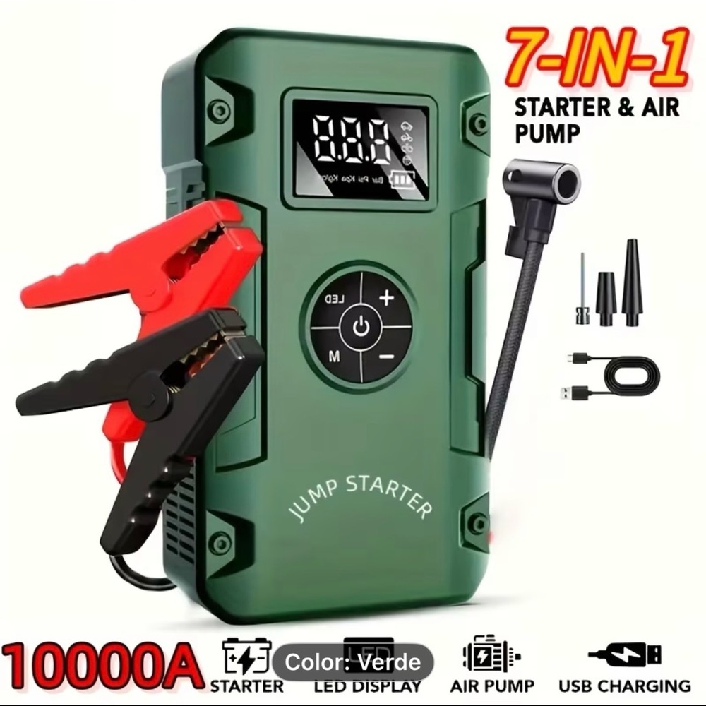 Portable Jump Starter & Air Pump - Green